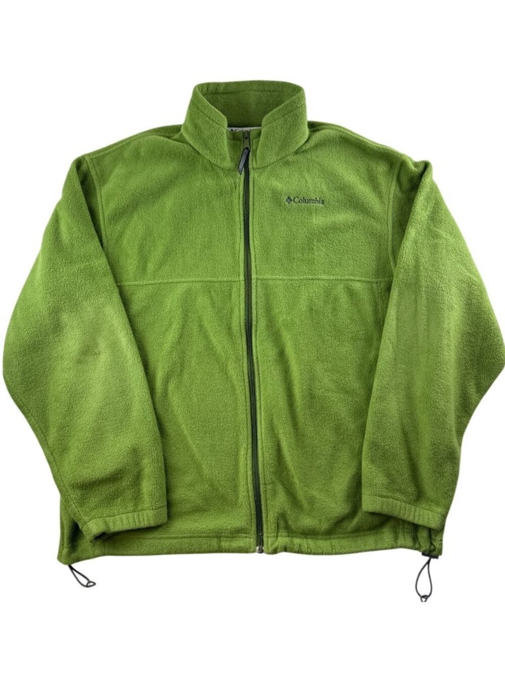Columbia Sportswear Men's XL Green Full Zip Fleece Jacket Drawcord Hem Outdoor